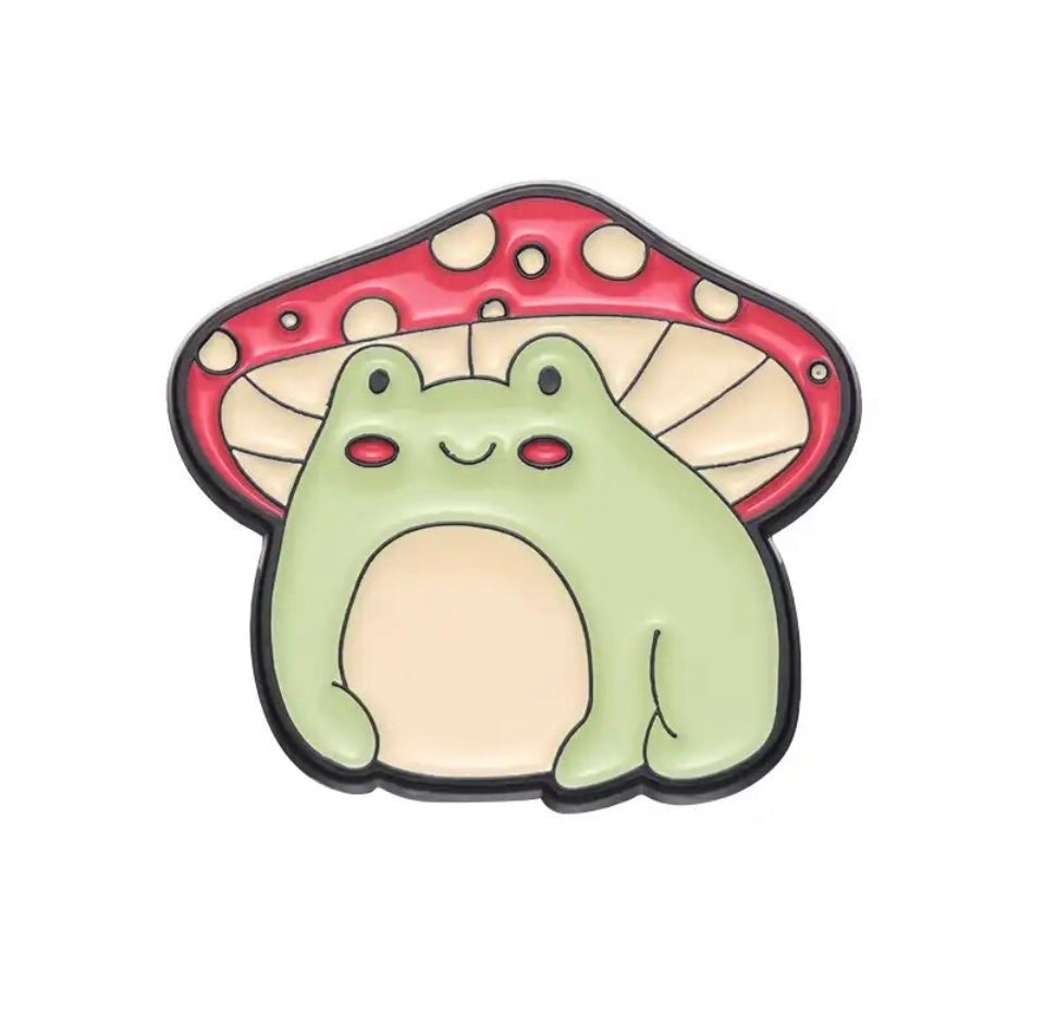 Mushroom Frog Pin